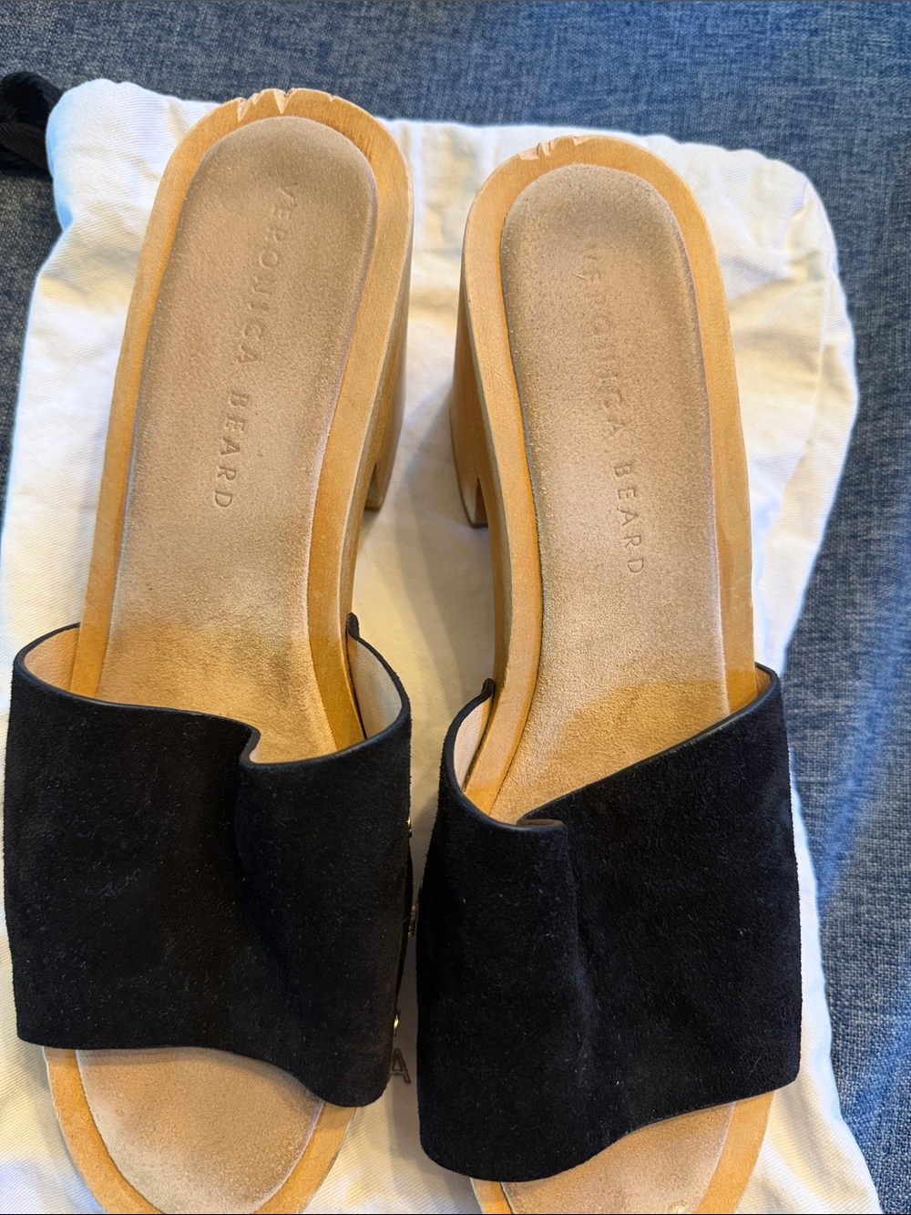 Veronica Beard Hannalee Black Suede Wooden clogs size 9.5 w/dust bag-price firm
